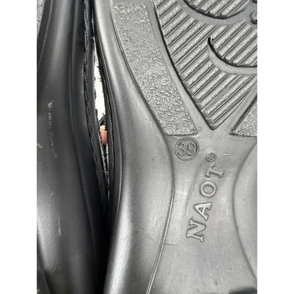 Naot Papaya Women's Size 39 US 8 Black Leather Slides Wedge Sandals Comfort